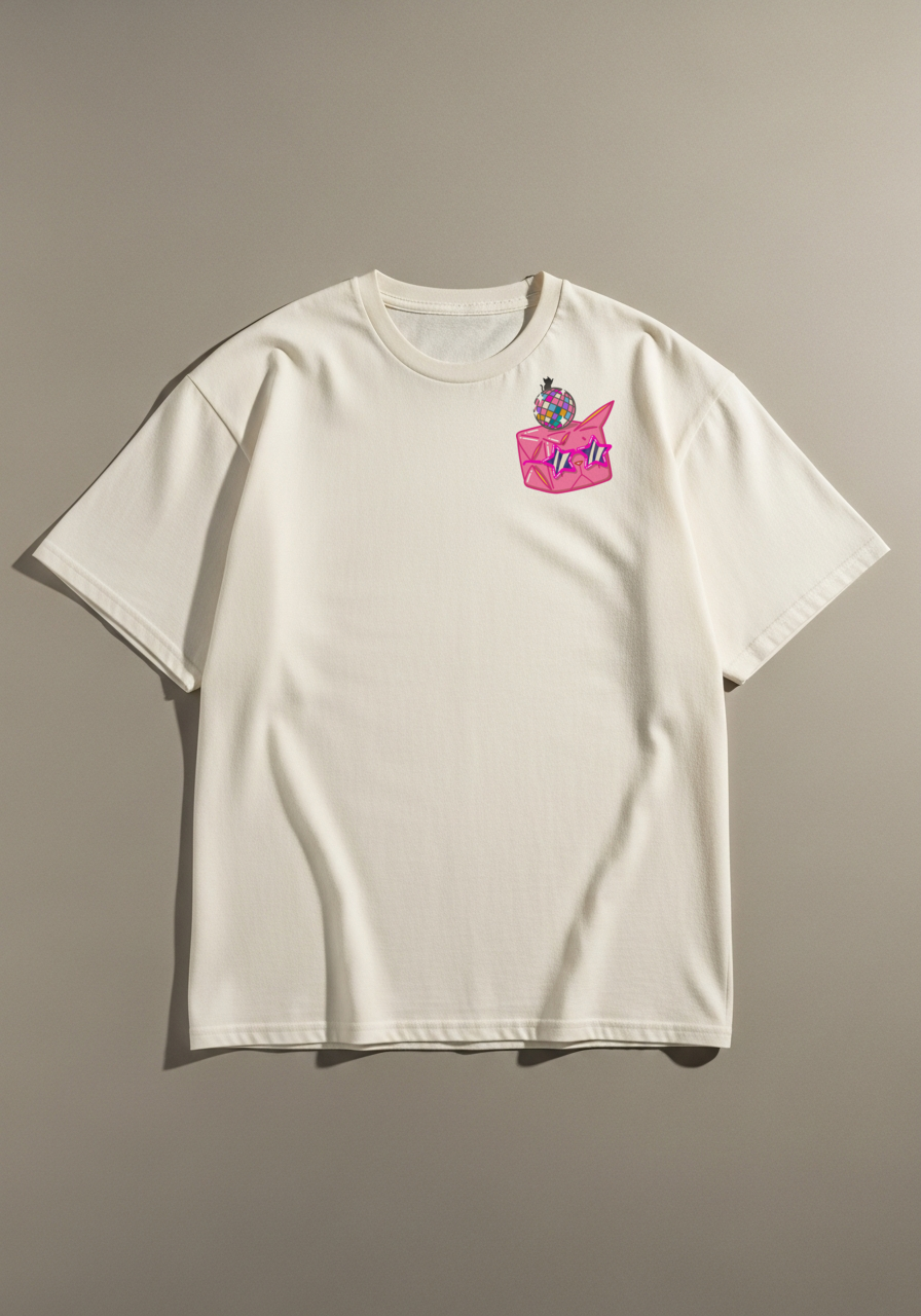 Boxcat Disco Cat Graphic T-Shirt – Heavyweight Cream Oversized Tee