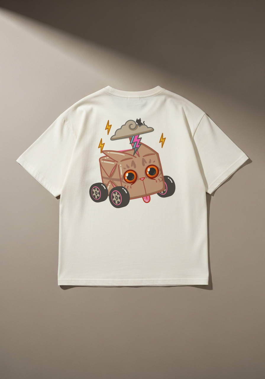 Boxcat Storm Cat Graphic T-Shirt – Heavyweight Cream Oversized Tee