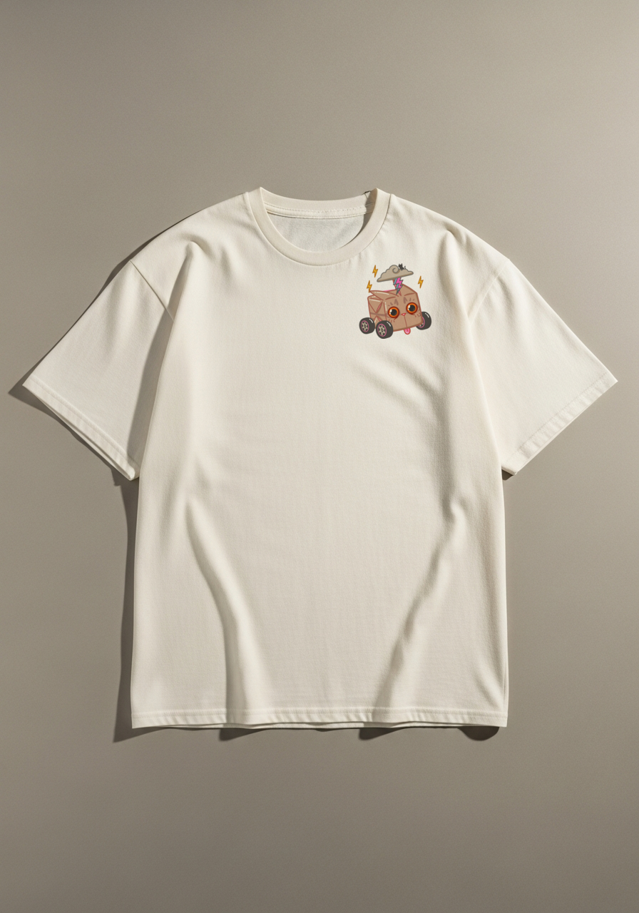 Boxcat Storm Cat Graphic T-Shirt – Heavyweight Cream Oversized Tee