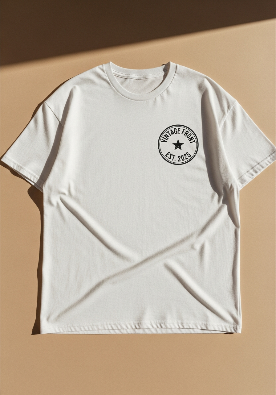 Vintage Front Logo Graphic T-Shirt White – Heavyweight Cream Cotton Tee