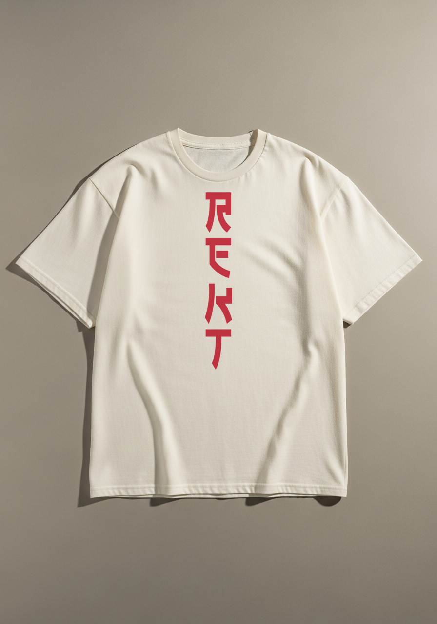 REKT Oni Anime Demon Graphic T-Shirt – Cream Cotton Streetwear Tee