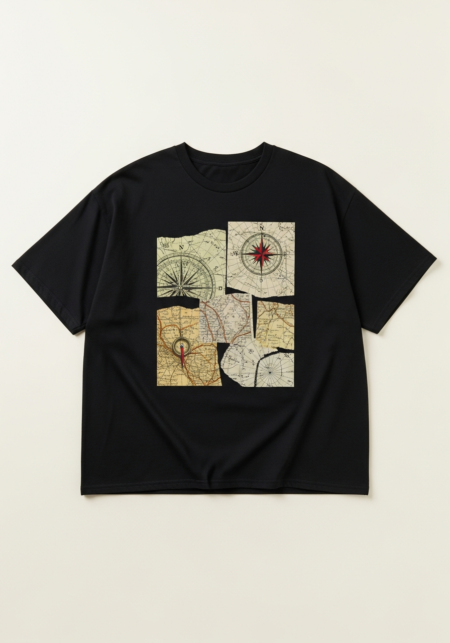 Torn Maps Bootleg Graphic T-Shirt – Vintage Cream Cotton Tee