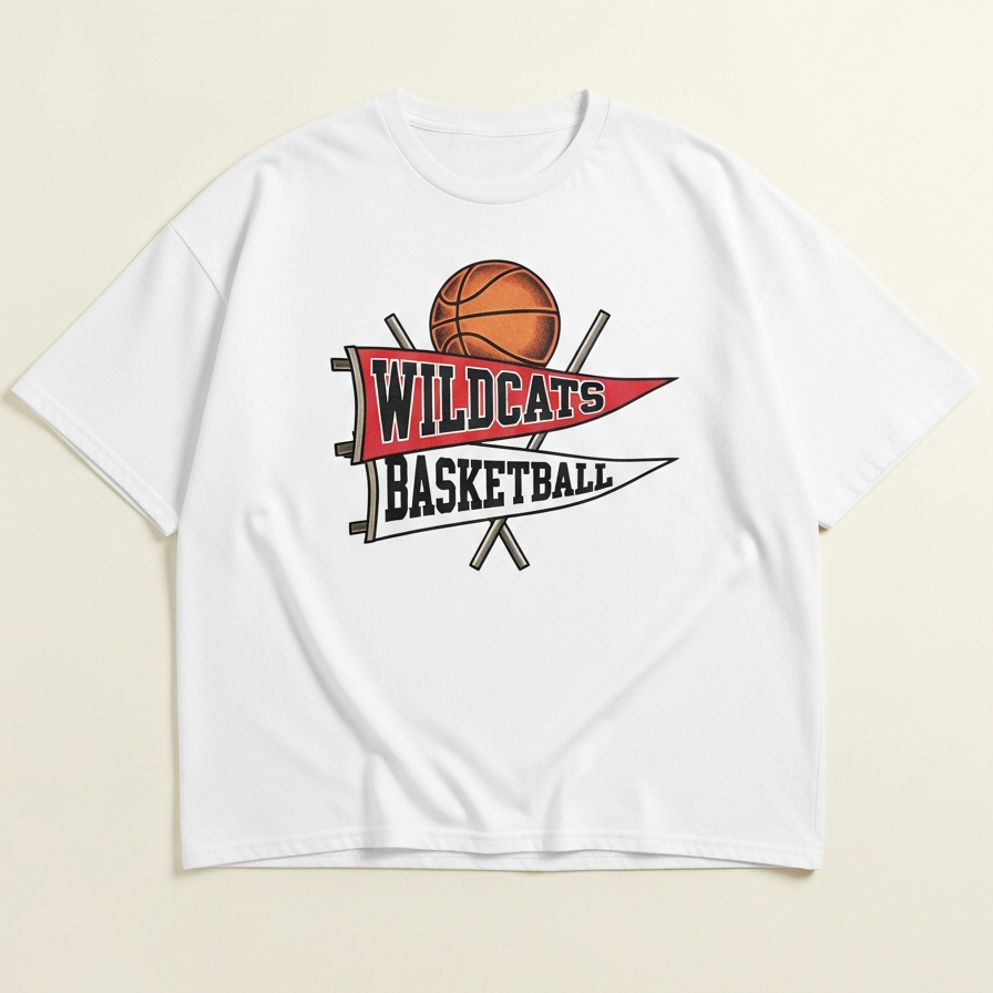 Hoops Classic Basketball Graphic T-Shirt – Retro Cream Cotton Tee