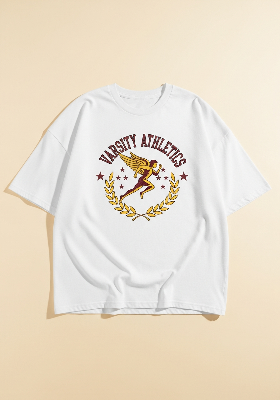 Track & Field Athletic Graphic T-Shirt – Retro Cream Cotton Tee