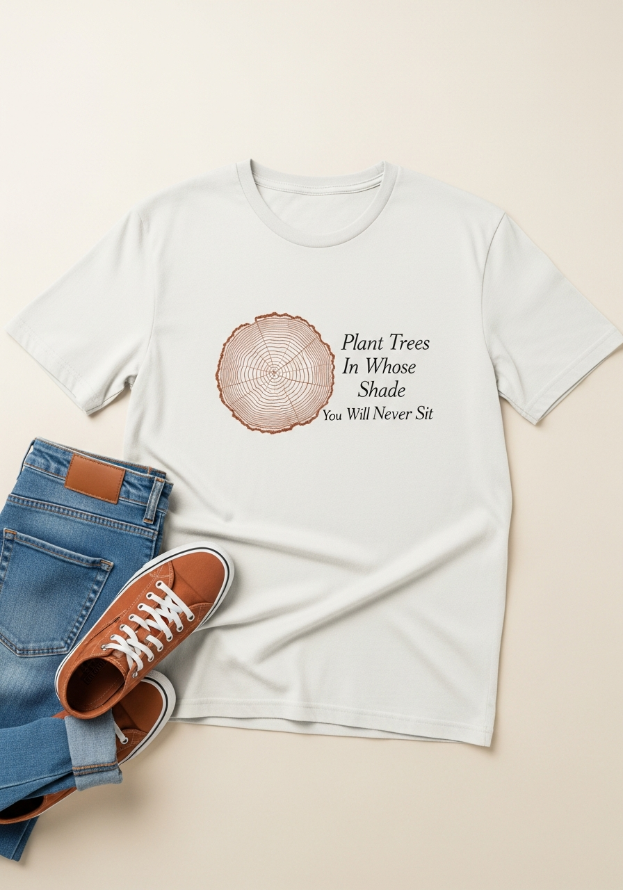 Tree Rings Nature Graphic T-Shirt – Organic Cream Cotton Tee