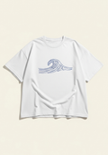 Wave Line Minimalist Graphic T-Shirt – Cream Cotton Tee