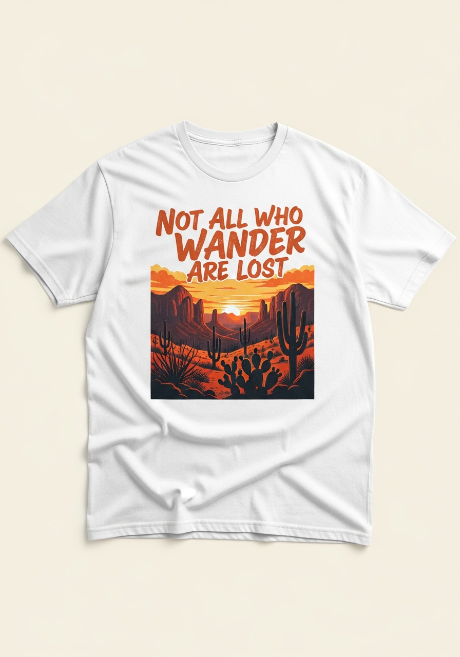 Desert Canyon Nature Graphic T-Shirt – Vintage Cream Cotton Tee