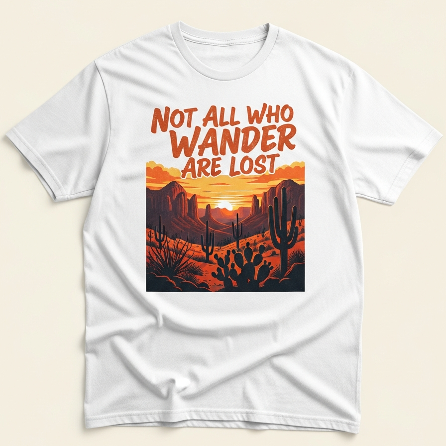 Desert Canyon Nature Graphic T-Shirt – Vintage Cream Cotton Tee