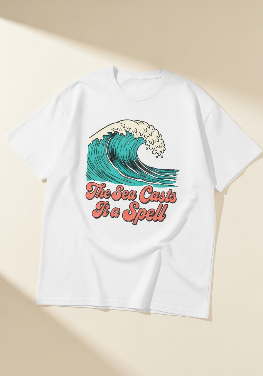 Surf & Coast Beach Graphic T-Shirt – Vintage Cream Cotton Tee