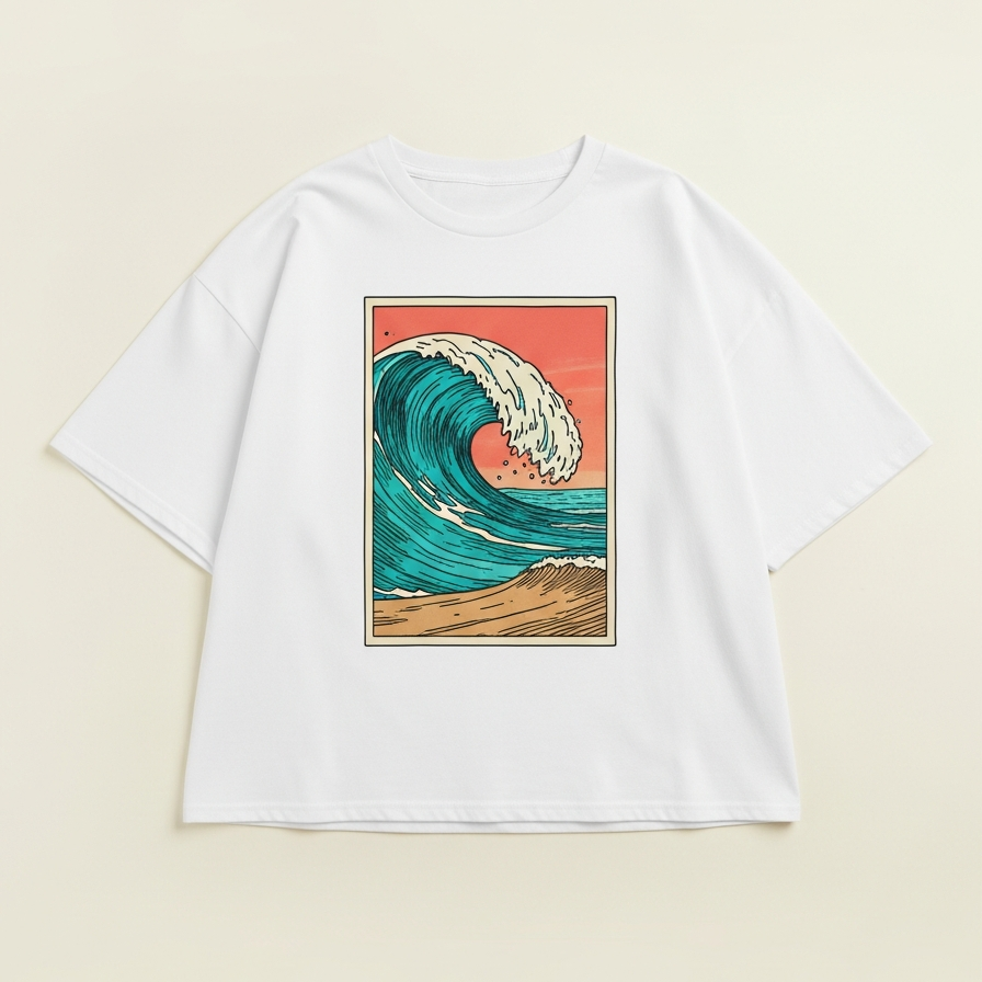 Surf & Coast Beach Graphic T-Shirt – Vintage Cream Cotton Tee