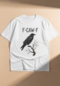 F-Caw-F Raven Graphic T-Shirt – Heavyweight Cream Cotton Streetwear Tee