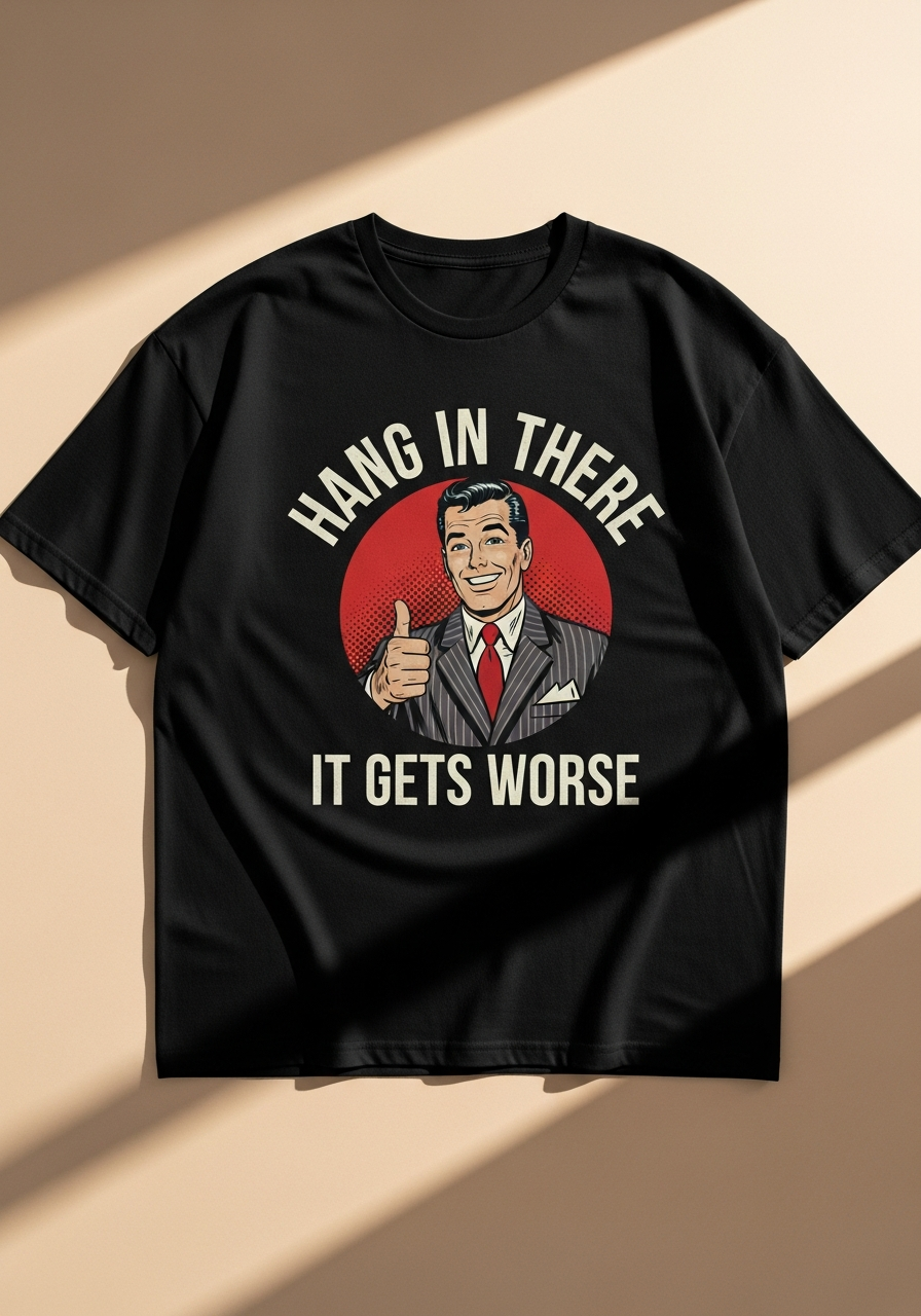 Hang In There Funny Meme Graphic T-Shirt – Cream Cotton Tee