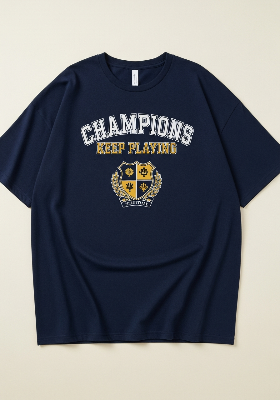 Retro Collegiate Varsity Graphic T-Shirt – Cream Cotton Tee